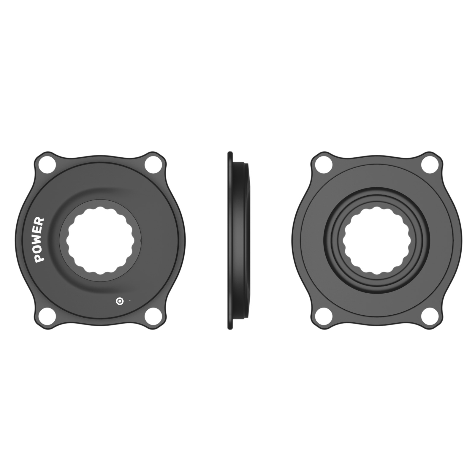 Fitcare Spider Power Meter: Front, Side, Back Views of ±1% Accurate Cycling Power Sensor